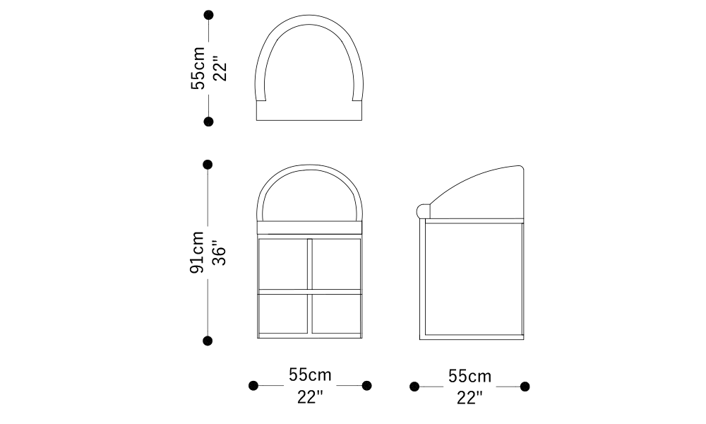 Image of the main dimensions of the product